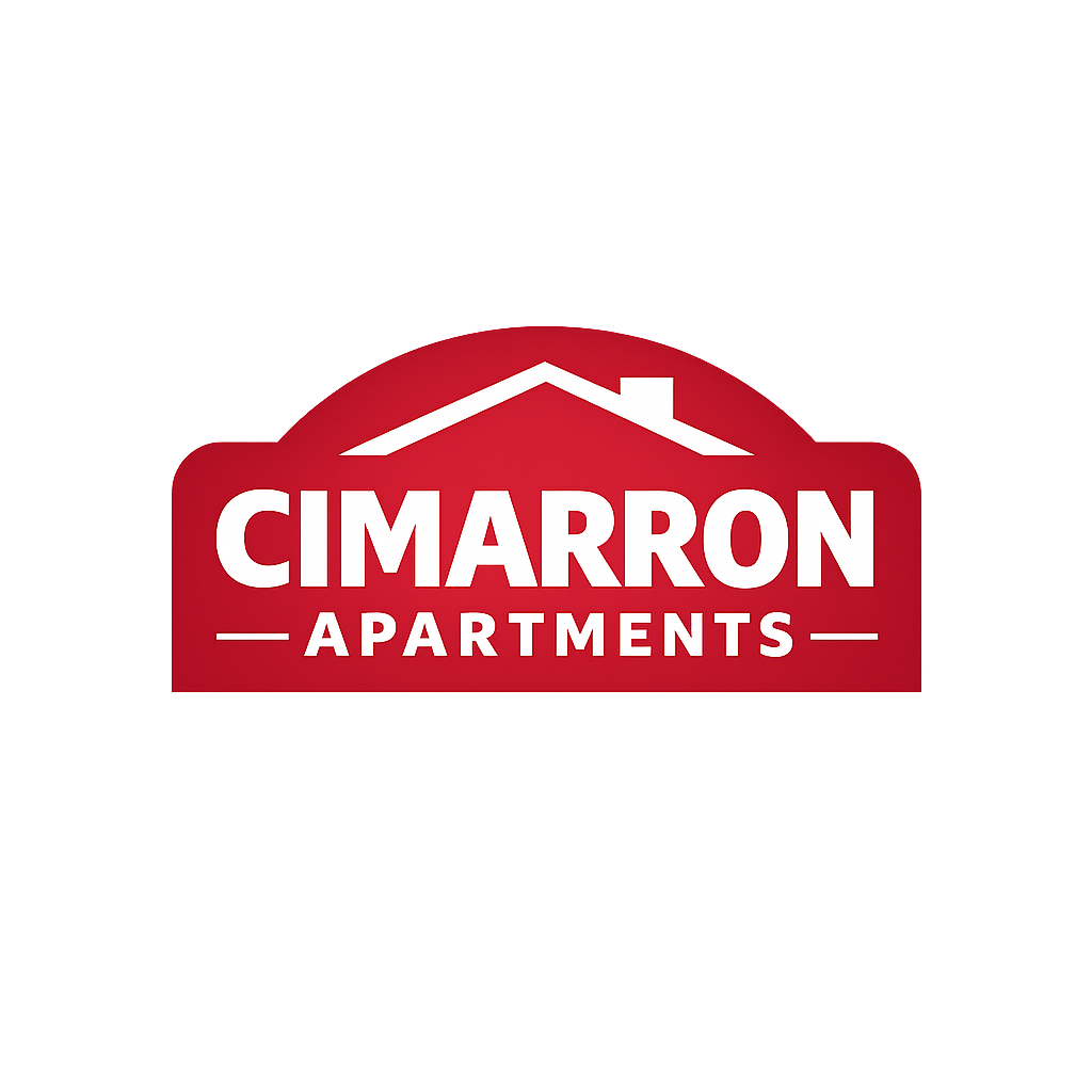 The image is a logo of Cimarron Apartments.